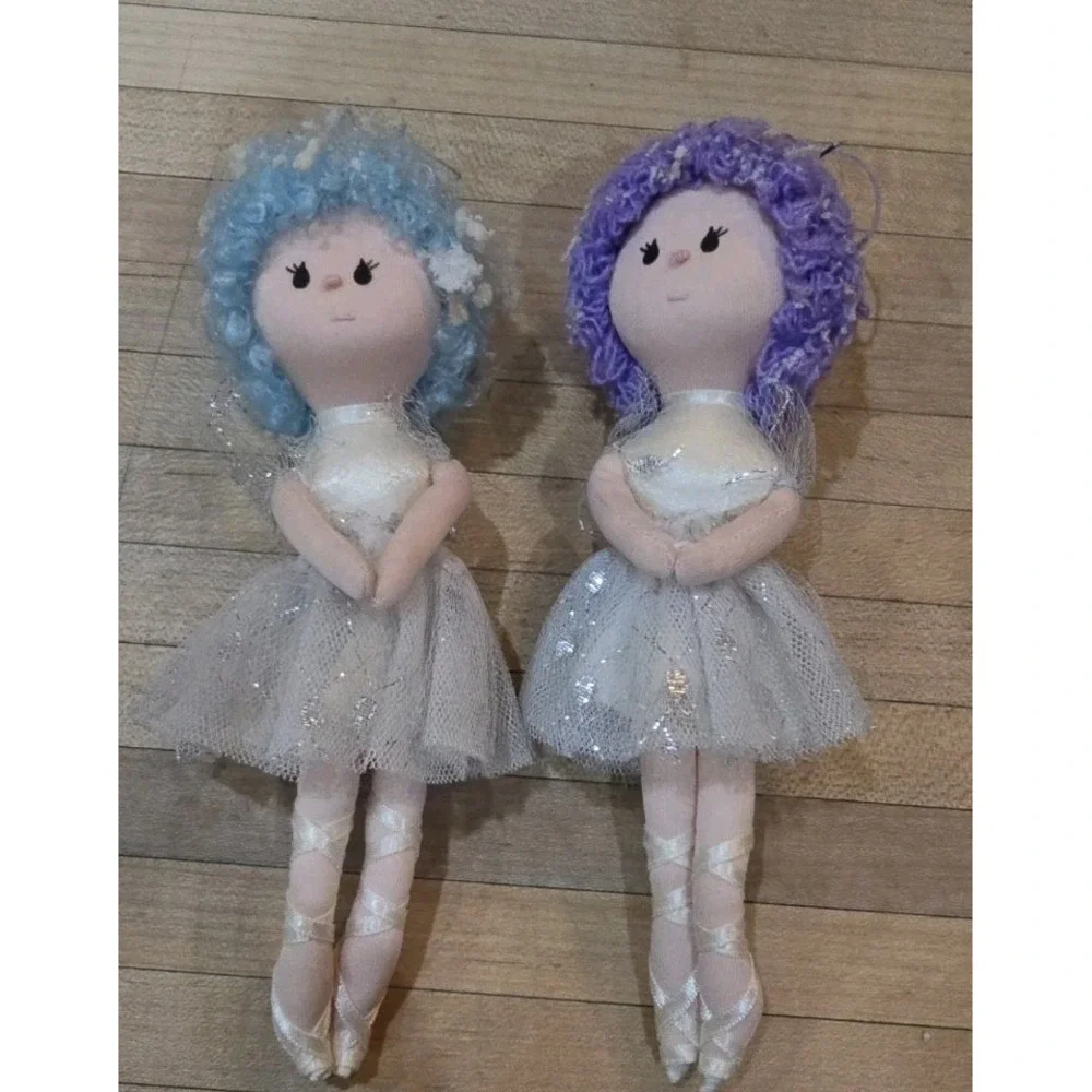 Lot Of 6 Set of 2 Porcelain Fairy VTG, 2 Glitter Ballerina, 2 Feather Ornaments‎